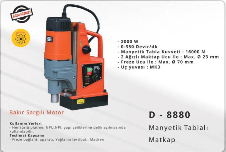 D-8880 MANYETİK TABLALI MATKAP